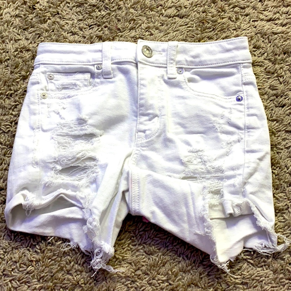 American eagle white jean shorts